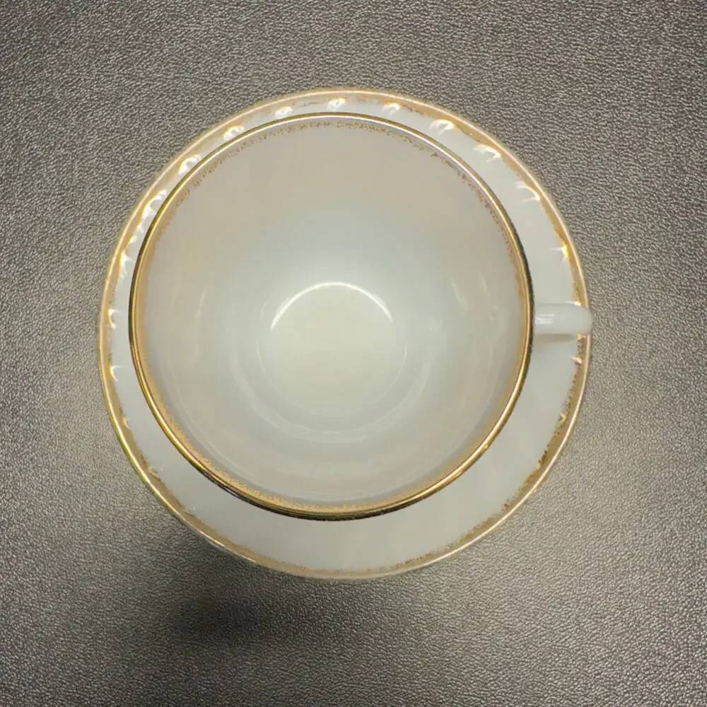 Vintage Fire King Hold Trimmed Swirl Pattern Cup and Suacer